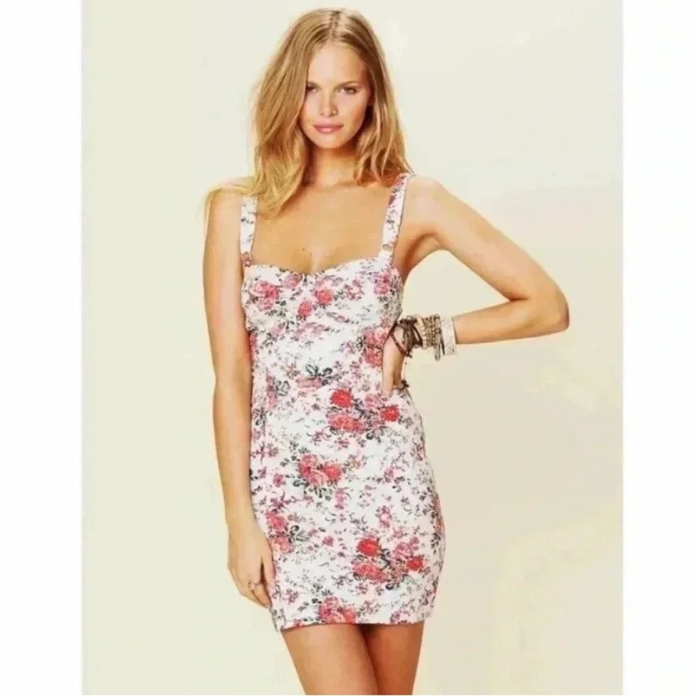 Free people floral fitted mini dress size small